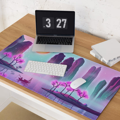Vaporwave Neon Mirage Mouse Pad - Mouse Pad Neon Pink Purple Desk Futurism Dreamy Mood Vaporwave Aesthetic Digital Art