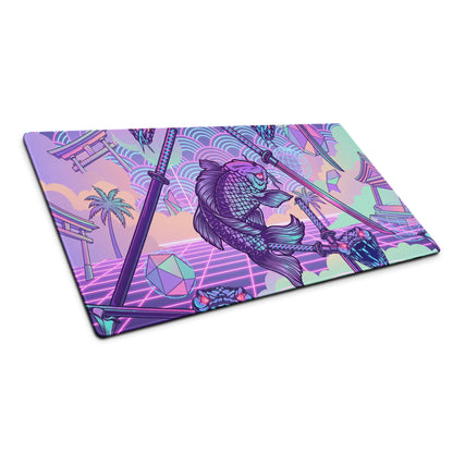 Vaporwave Neon Dragon Desk Pad - Dragon Purple Pink Teal Gaming Desk Vaporwave Surreal Retro Pastel Digital