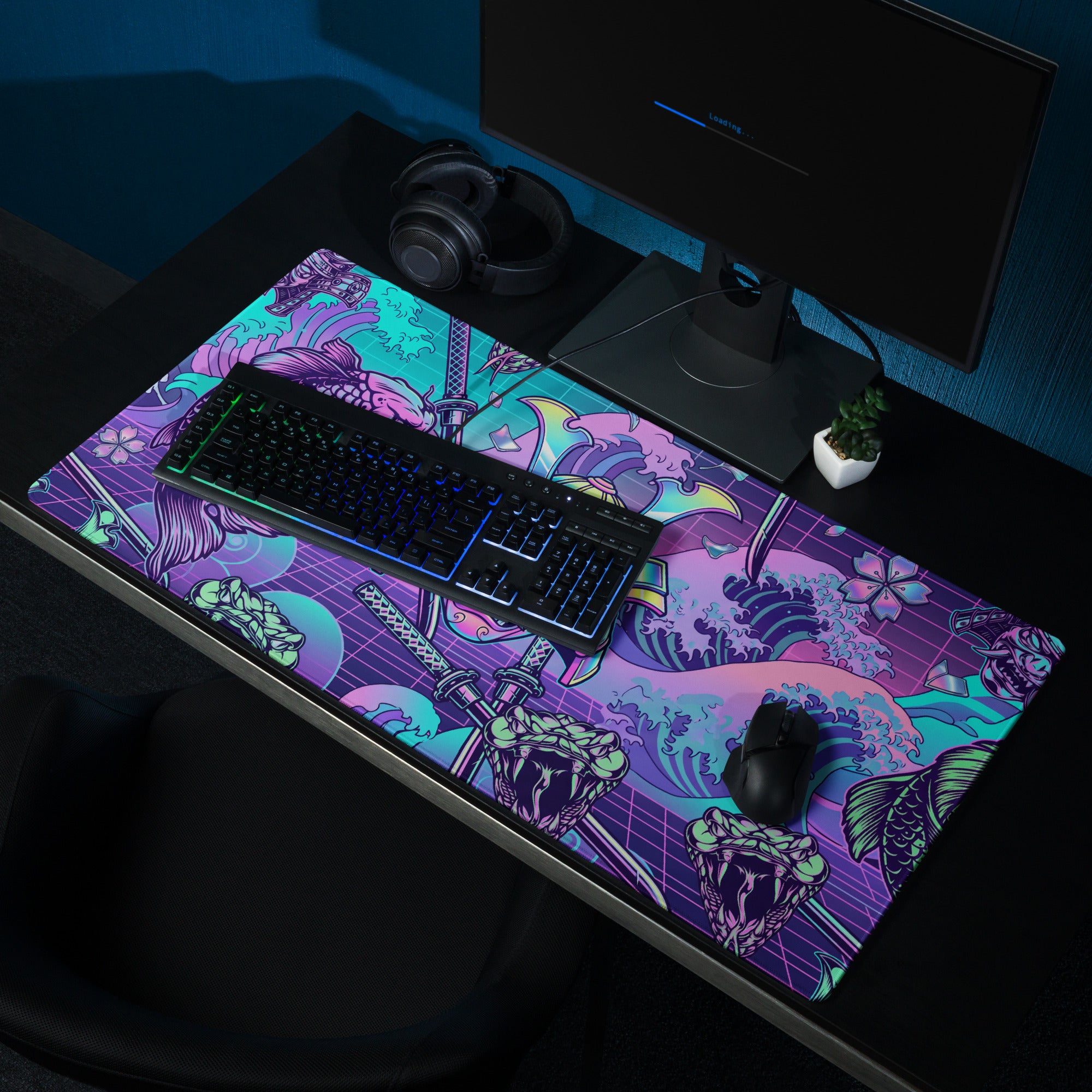 Vaporwave Neon Gaming Mouse Pad - Gaming Mouse Pad Neon Pink Purple Blue Vaporwave Energetic Mood Cyberpunk Esports