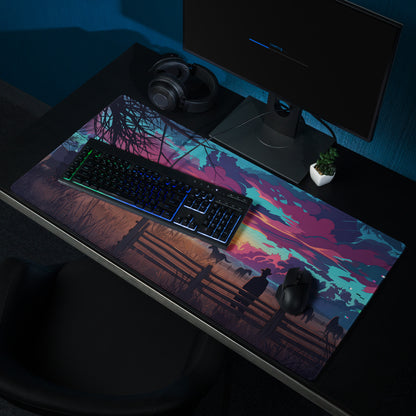Vaporwave Sunset Horse Desk Mat - Sunset Horse Blue Purple Pink Desk Vaporwave Dreamy Neon Mood, Retro Decor, Mouse Pad