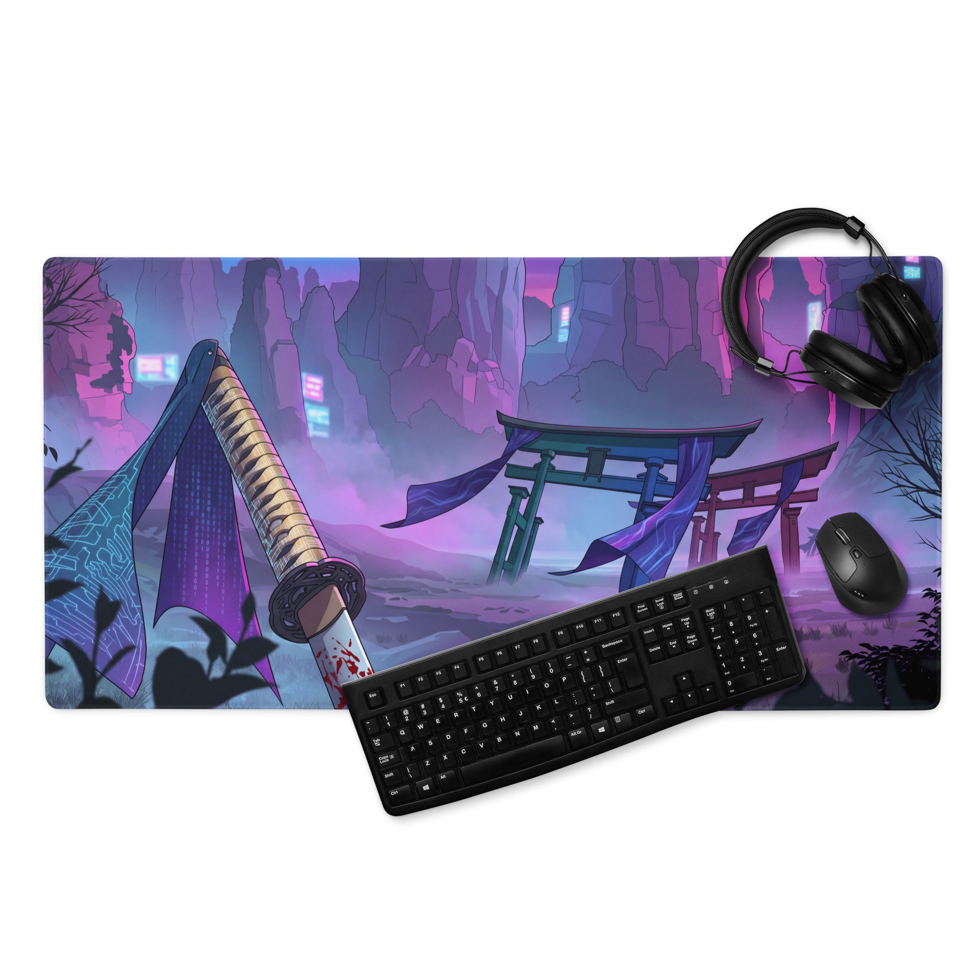 Vaporwave Neon City Mouse Pad - Mouse Pad Neon Pink Purple Blue Dreamy Neon Mood Cyberpunk Decor