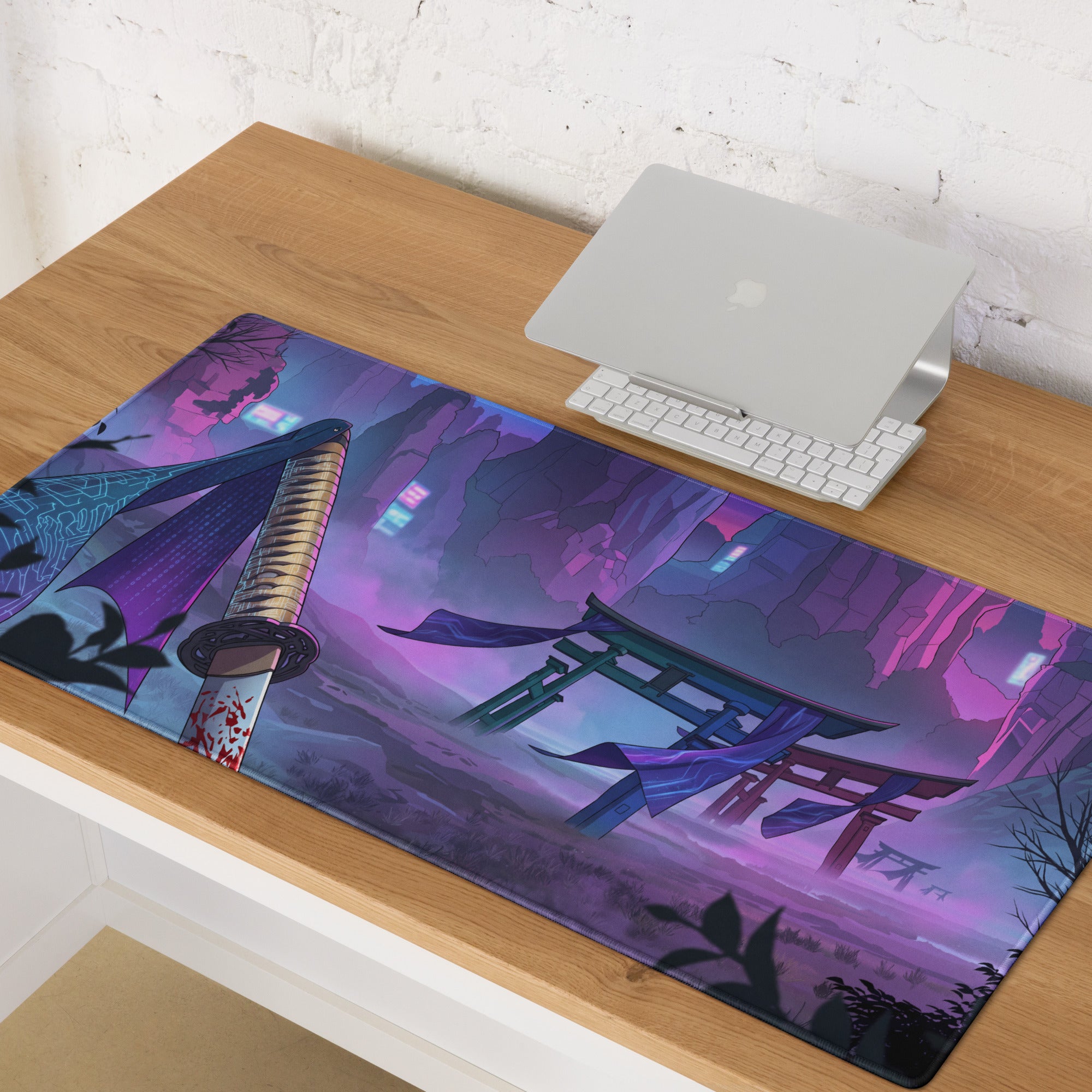 Vaporwave Neon City Mouse Pad - Mouse Pad Neon Pink Purple Blue Dreamy Neon Mood Cyberpunk Decor