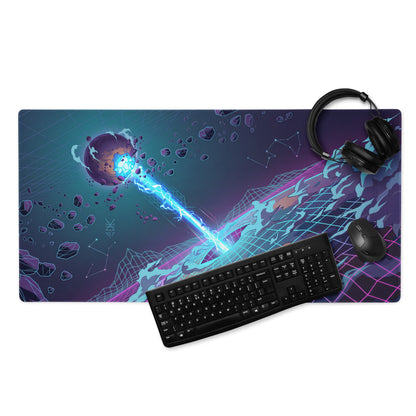 Vaporwave Neon Grid Mouse Pad - Mouse Pad Neon Blue Purple Vaporwave Desk Setup Dreamy Retro Futurism Gaming Digital Art