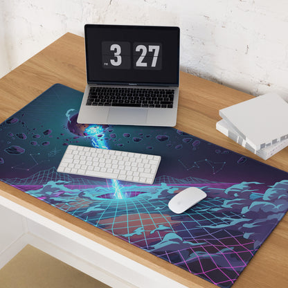 Vaporwave Neon Grid Mouse Pad - Mouse Pad Neon Blue Purple Vaporwave Desk Setup Dreamy Retro Futurism Gaming Digital Art
