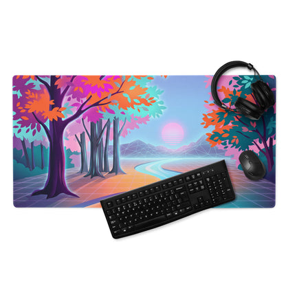 Vaporwave Dreamscape Desk Pad - Gaming Mouse Pad Neon Purple Pink Desk Vaporwave Dreamy Neon Nostalgic Vaporwave Art