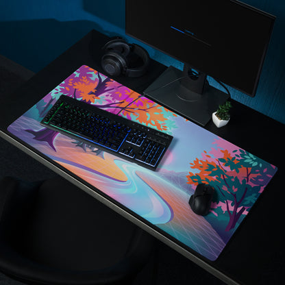 Vaporwave Dreamscape Desk Pad - Gaming Mouse Pad Neon Purple Pink Desk Vaporwave Dreamy Neon Nostalgic Vaporwave Art