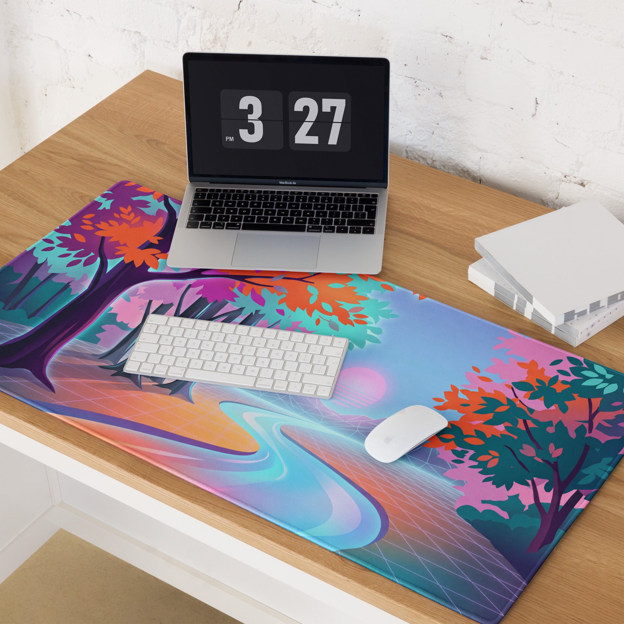 Vaporwave Dreamscape Desk Pad - Gaming Mouse Pad Neon Purple Pink Desk Vaporwave Dreamy Neon Nostalgic Vaporwave Art