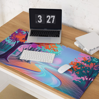 Vaporwave Dreamscape Desk Pad - Gaming Mouse Pad Neon Purple Pink Desk Vaporwave Dreamy Neon Nostalgic Vaporwave Art