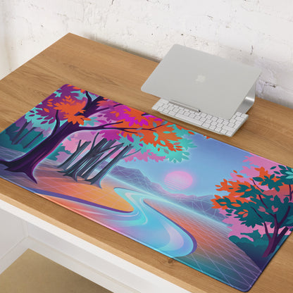 Vaporwave Dreamscape Desk Pad - Gaming Mouse Pad Neon Purple Pink Desk Vaporwave Dreamy Neon Nostalgic Vaporwave Art