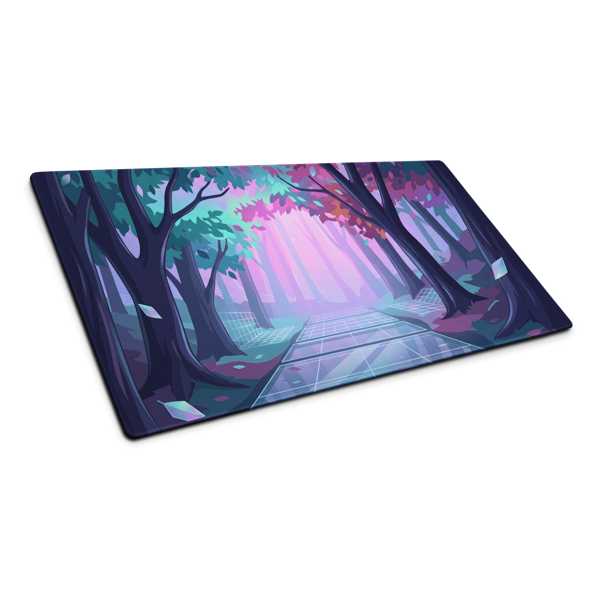 Neon Vaporwave Forest Mouse Pad - Mouse Pad Neon Purple Teal For Vaporwave Dreamy Mood Neon Decor Gaming Digital Art