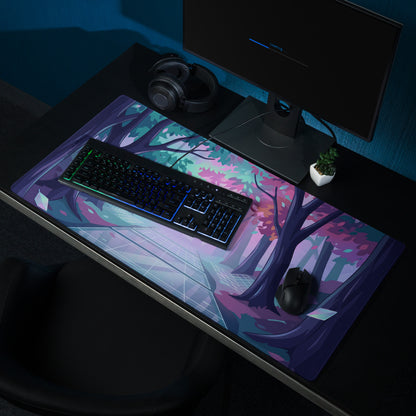 Neon Vaporwave Forest Mouse Pad - Mouse Pad Neon Purple Teal For Vaporwave Dreamy Mood Neon Decor Gaming Digital Art