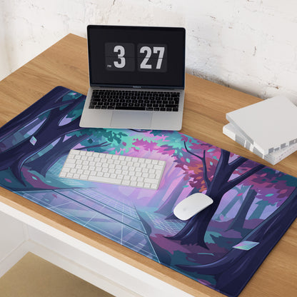 Neon Vaporwave Forest Mouse Pad - Mouse Pad Neon Purple Teal For Vaporwave Dreamy Mood Neon Decor Gaming Digital Art