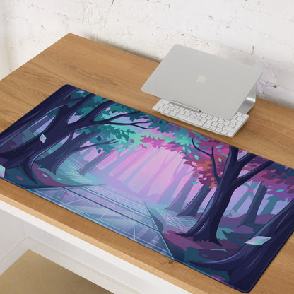 Neon Vaporwave Forest Mouse Pad - Mouse Pad Neon Purple Teal For Vaporwave Dreamy Mood Neon Decor Gaming Digital Art