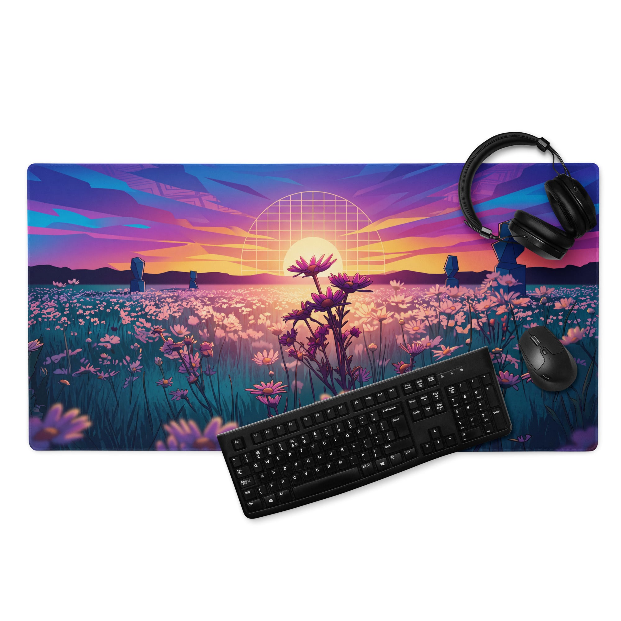 Vaporwave Sunset Mouse Pad - Mouse Pad Purple Pink Teal Gaming Setup Vaporwave Dreamy Neon Retro Desk Mat Digital Art