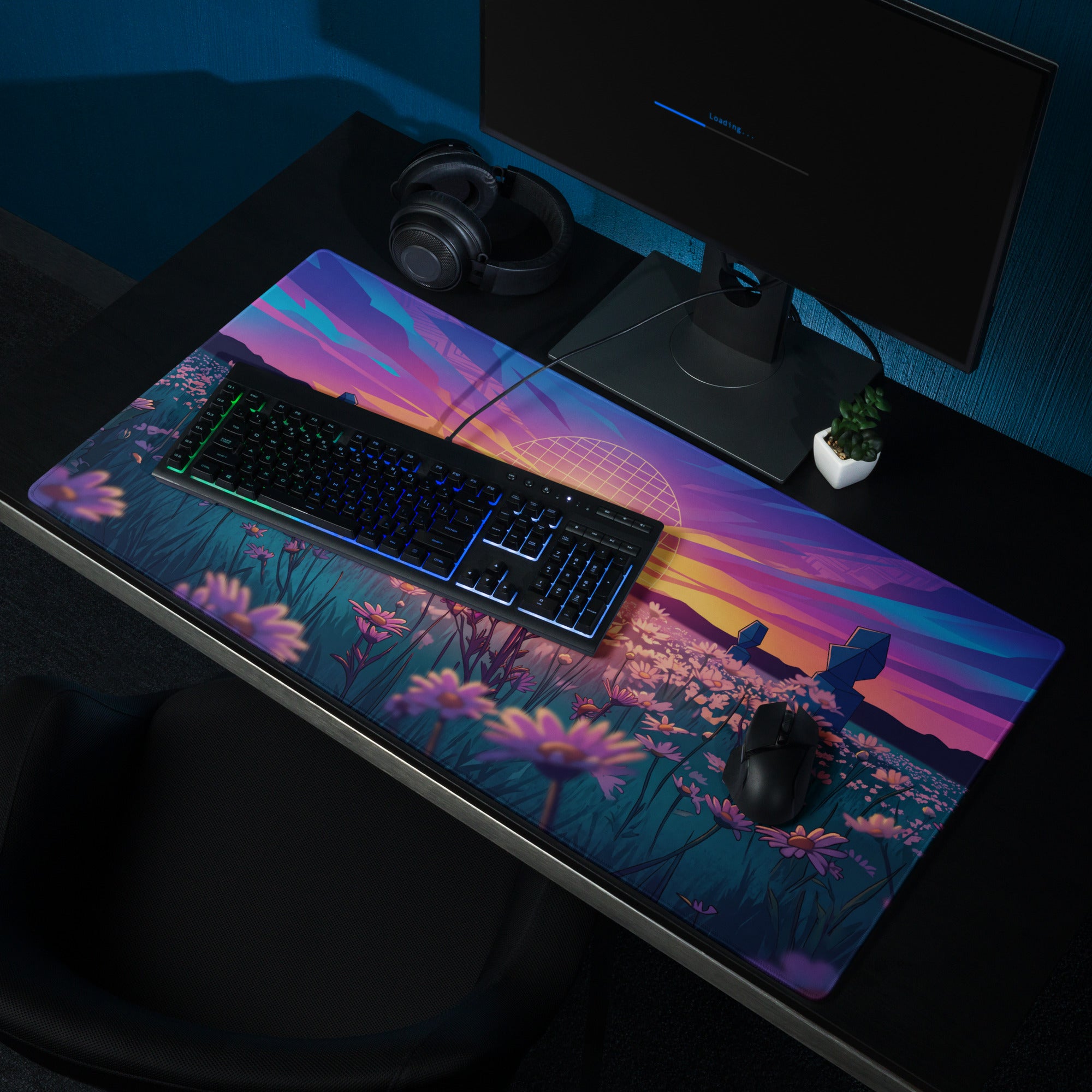 Vaporwave Sunset Mouse Pad - Mouse Pad Purple Pink Teal Gaming Setup Vaporwave Dreamy Neon Retro Desk Mat Digital Art