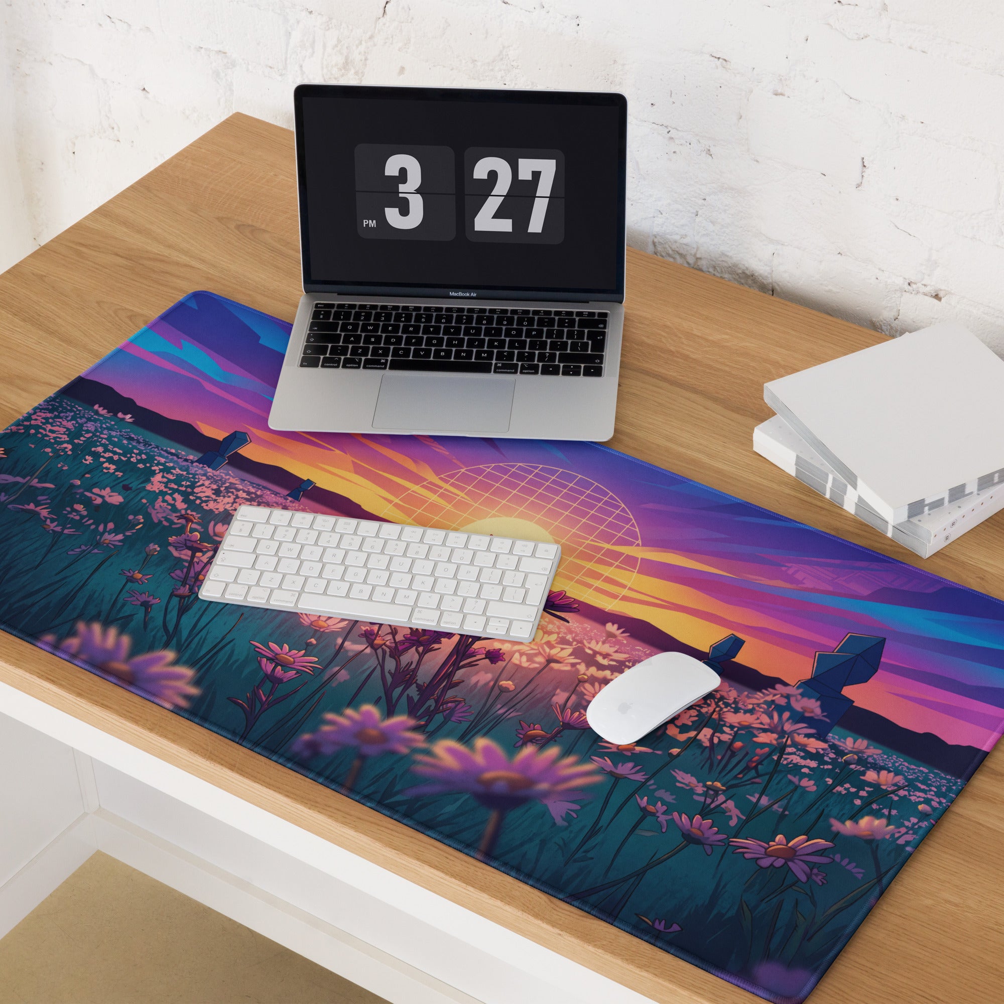 Vaporwave Sunset Mouse Pad - Mouse Pad Purple Pink Teal Gaming Setup Vaporwave Dreamy Neon Retro Desk Mat Digital Art