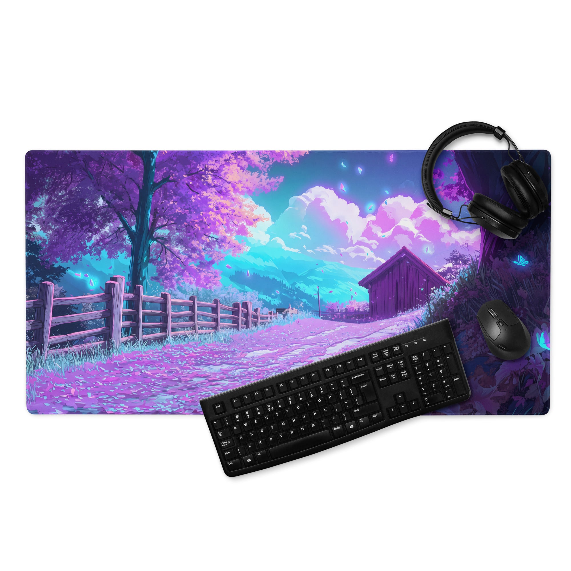 Vaporwave Dreamscape Mouse Pad - Mouse Pad Purple Pink Blue Desk Vaporwave Dreamy Neon Mood Retro Gaming Synthwave