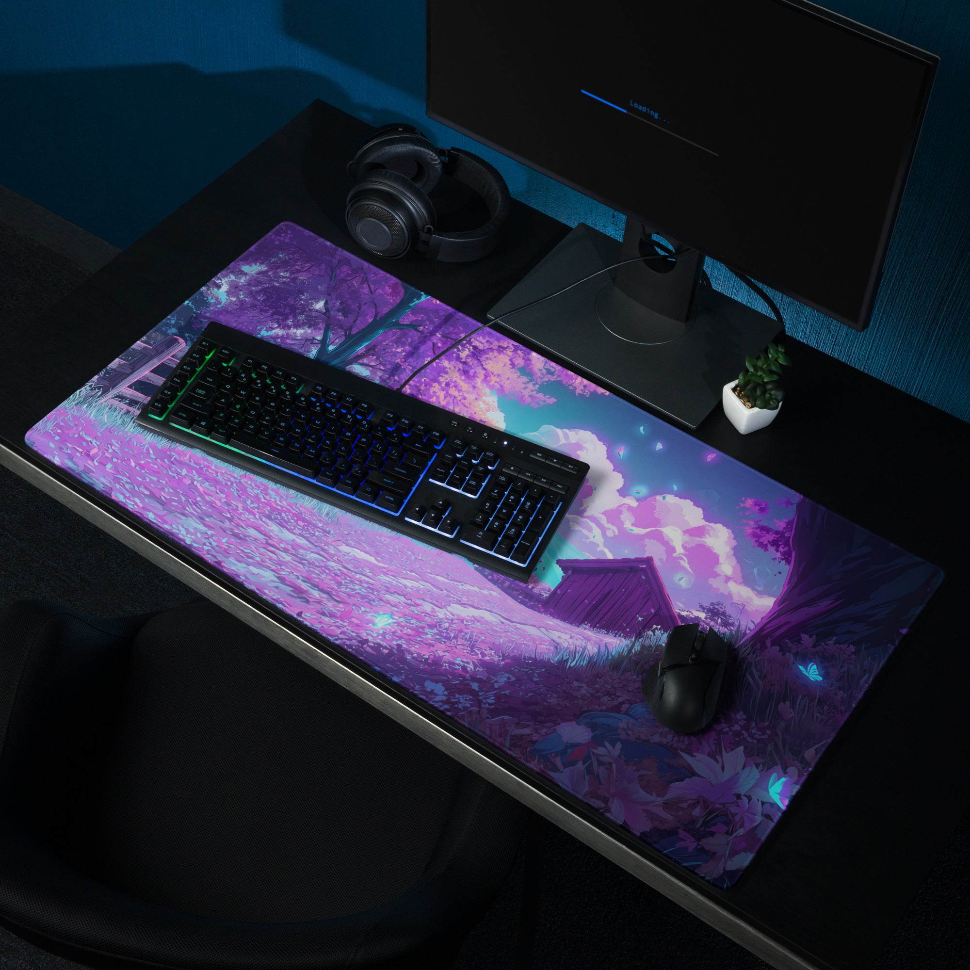 Vaporwave Dreamscape Mouse Pad - Mouse Pad Purple Pink Blue Desk Vaporwave Dreamy Neon Mood Retro Gaming Synthwave