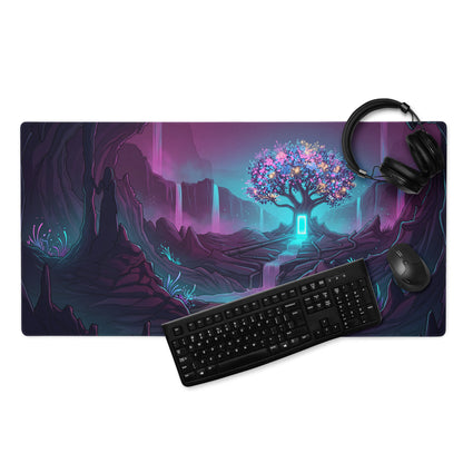 Vaporwave Neon Landscape Mouse Pad - Mouse Pad Purple Blue For Gaming Vaporwave Retro Mood Dreamy Neon Synthwave