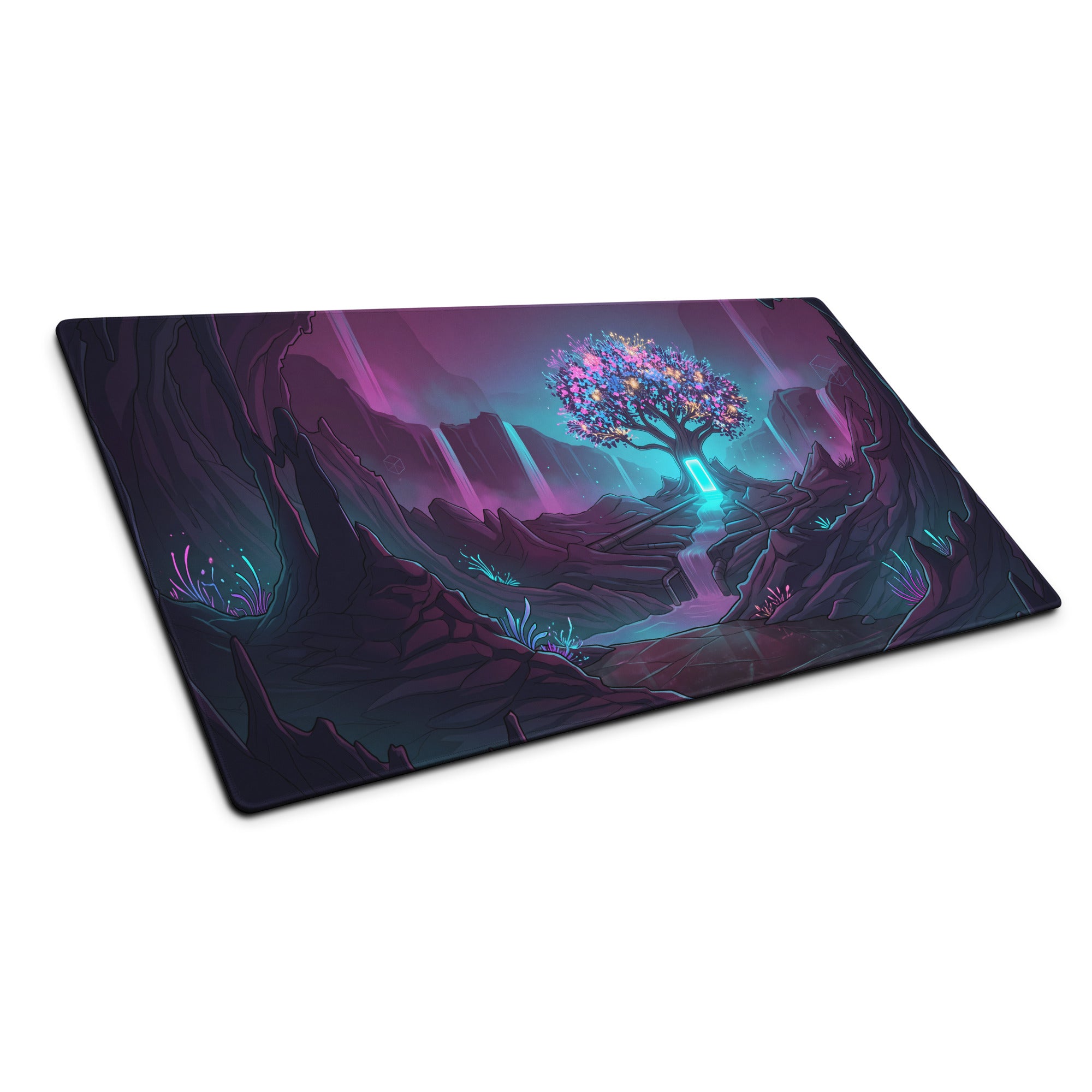 Vaporwave Neon Landscape Mouse Pad - Mouse Pad Purple Blue For Gaming Vaporwave Retro Mood Dreamy Neon Synthwave