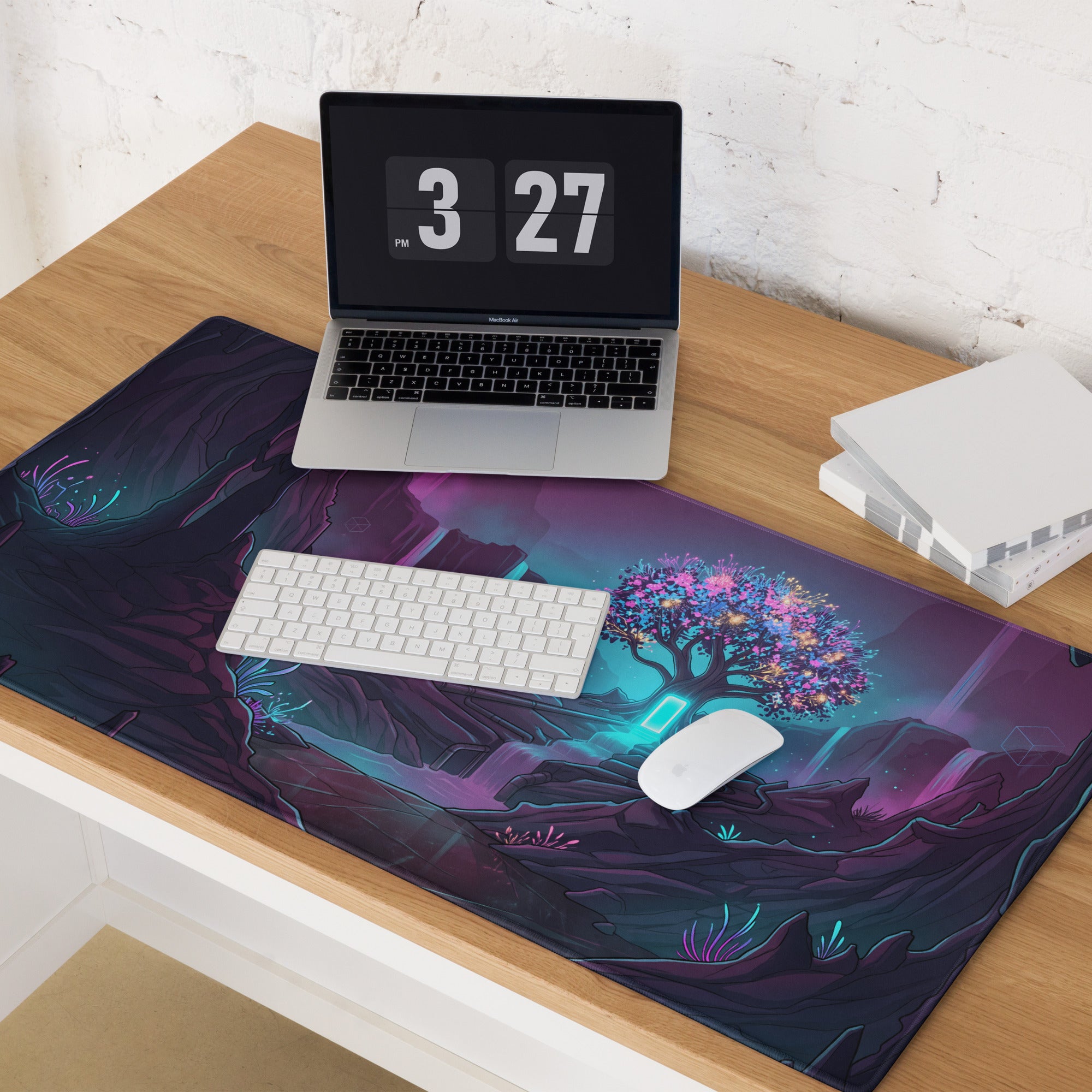 Vaporwave Neon Landscape Mouse Pad - Mouse Pad Purple Blue For Gaming Vaporwave Retro Mood Dreamy Neon Synthwave