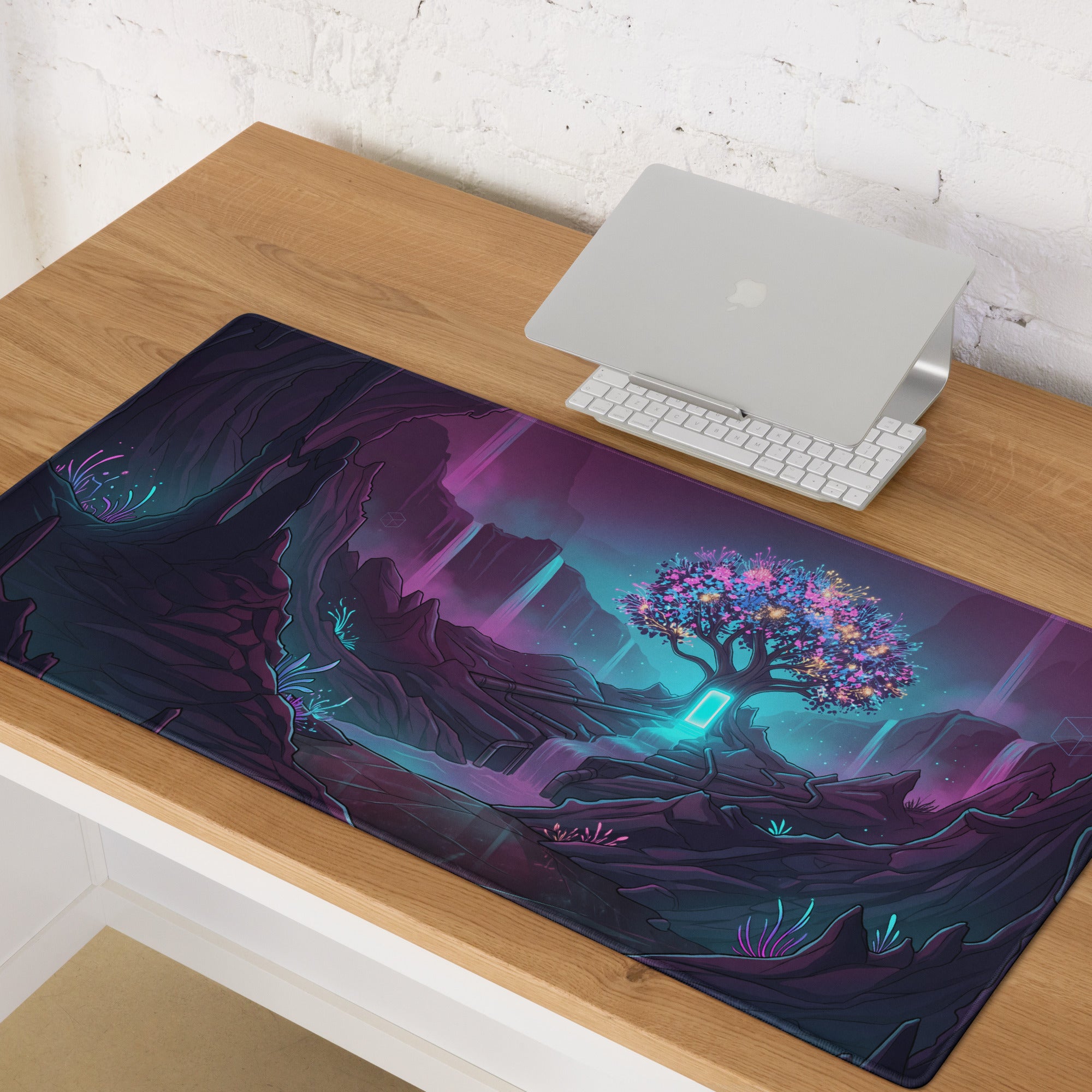 Vaporwave Neon Landscape Mouse Pad - Mouse Pad Purple Blue For Gaming Vaporwave Retro Mood Dreamy Neon Synthwave