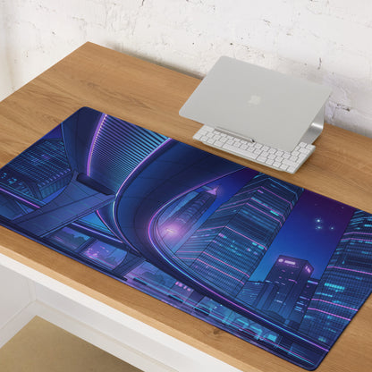 Neon Vaporwave City Mouse Pad - Mouse Pad Neon Purple Blue For Gaming Desk Vaporwave Cityscape Digital Art