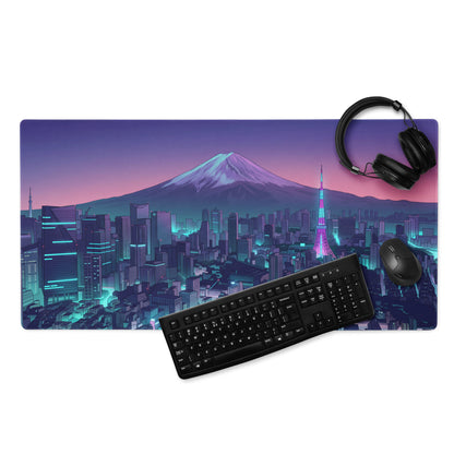 Neon Vaporwave City Mouse Pad - Mouse Pad Purple Pink Gradient Desktop Vaporwave Dreamy Nostalgia Neon Retro Desk Art