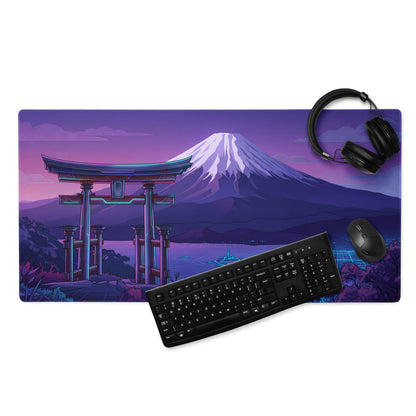 Vaporwave Mount Fuji Neon Mouse Pad - Mouse Pad Purple Pink Neon Vaporwave Dreamy Retro Synthwave Digital Art