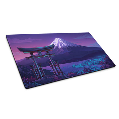 Vaporwave Mount Fuji Neon Mouse Pad - Mouse Pad Purple Pink Neon Vaporwave Dreamy Retro Synthwave Digital Art