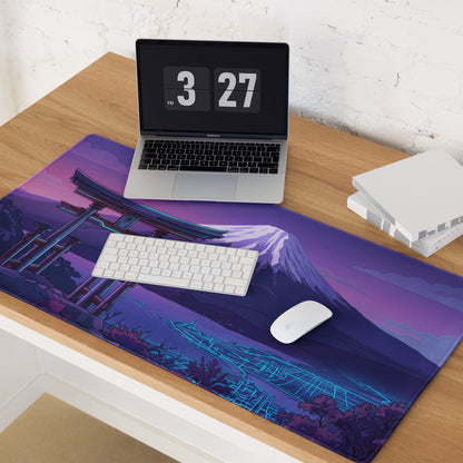 Vaporwave Mount Fuji Neon Mouse Pad - Mouse Pad Purple Pink Neon Vaporwave Dreamy Retro Synthwave Digital Art