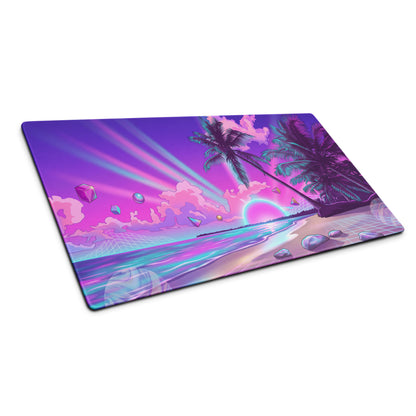 Vaporwave Palm Paradise Pad - Vaporwave Mouse Pad Purple Pink Neon Desk Retro Dreamy Mood Sunset Aesthetic