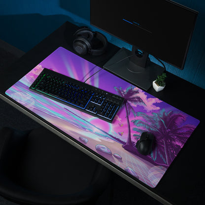 Vaporwave Palm Paradise Pad - Vaporwave Mouse Pad Purple Pink Neon Desk Retro Dreamy Mood Sunset Aesthetic