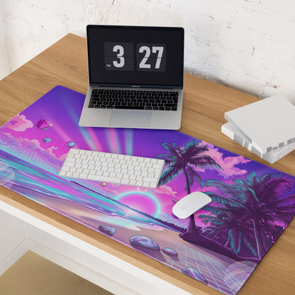 Vaporwave Palm Paradise Pad - Vaporwave Mouse Pad Purple Pink Neon Desk Retro Dreamy Mood Sunset Aesthetic