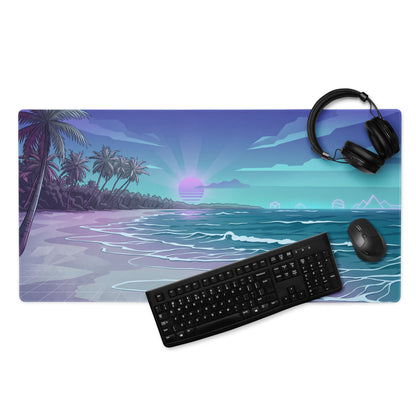Vaporwave Palm Sunset Mouse Pad - Mouse Pad Purple Blue Sunset Gaming Desk Vaporwave Dreamy Neon Mood Retro Wave Decor