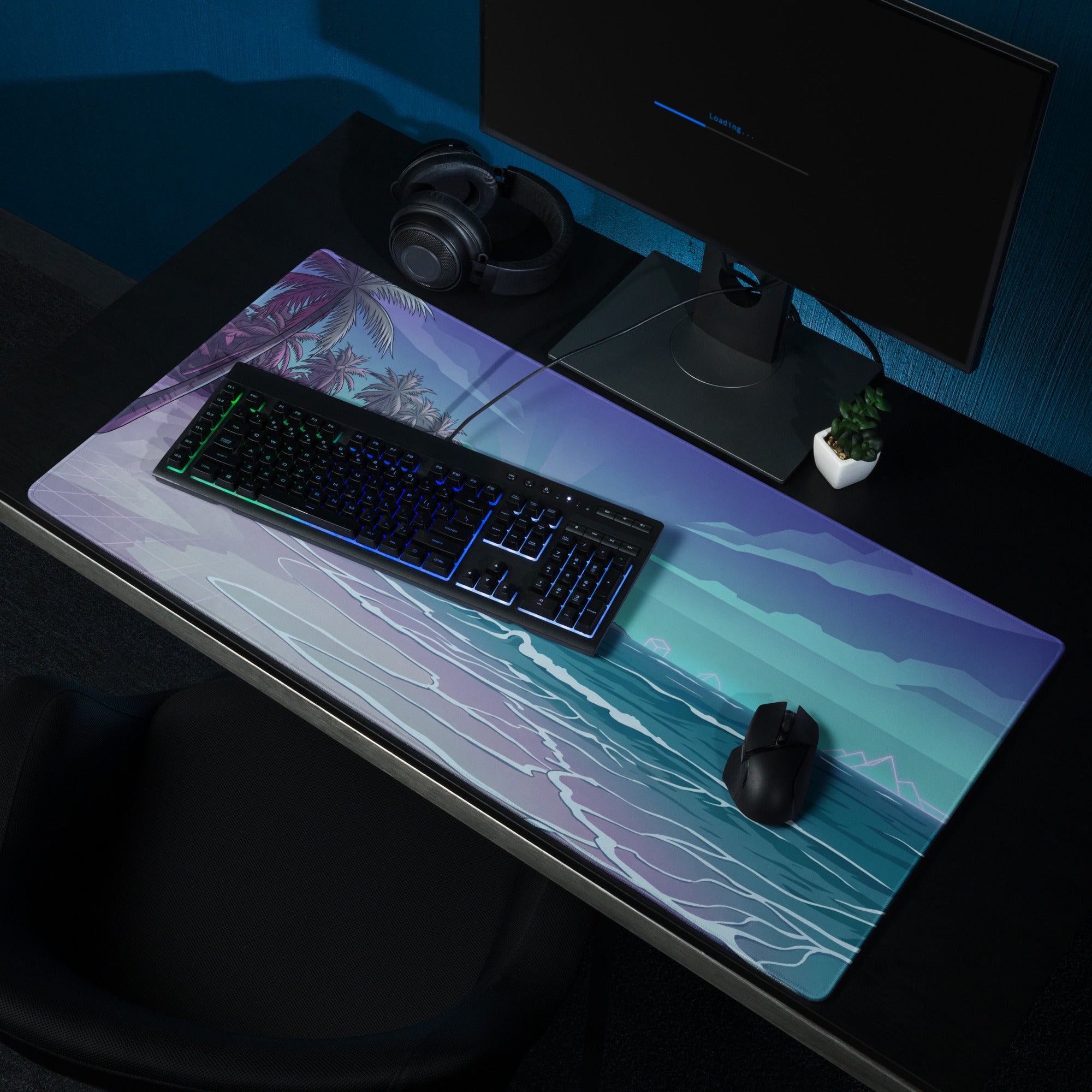 Vaporwave Palm Sunset Mouse Pad - Mouse Pad Purple Blue Sunset Gaming Desk Vaporwave Dreamy Neon Mood Retro Wave Decor