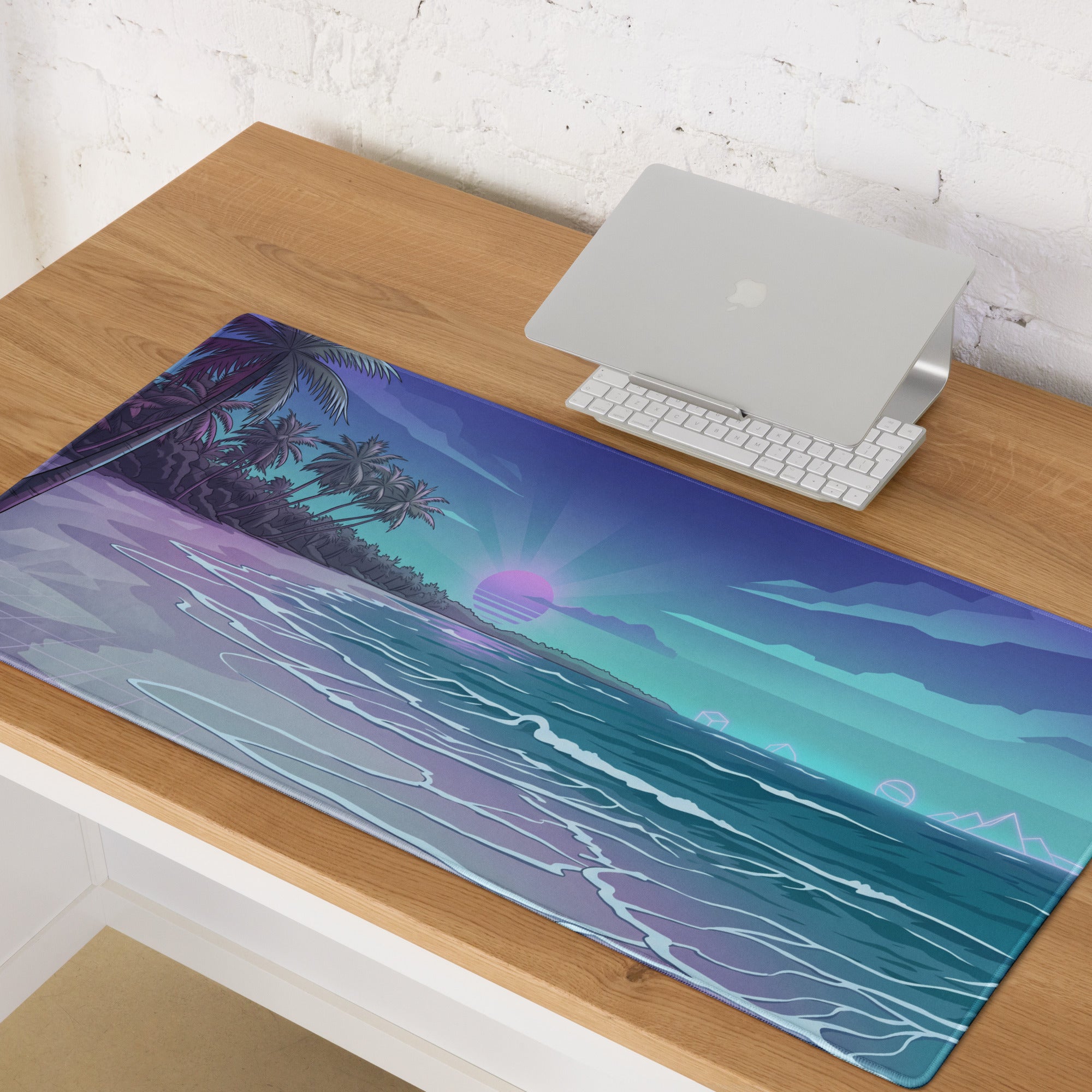 Vaporwave Palm Sunset Mouse Pad - Mouse Pad Purple Blue Sunset Gaming Desk Vaporwave Dreamy Neon Mood Retro Wave Decor
