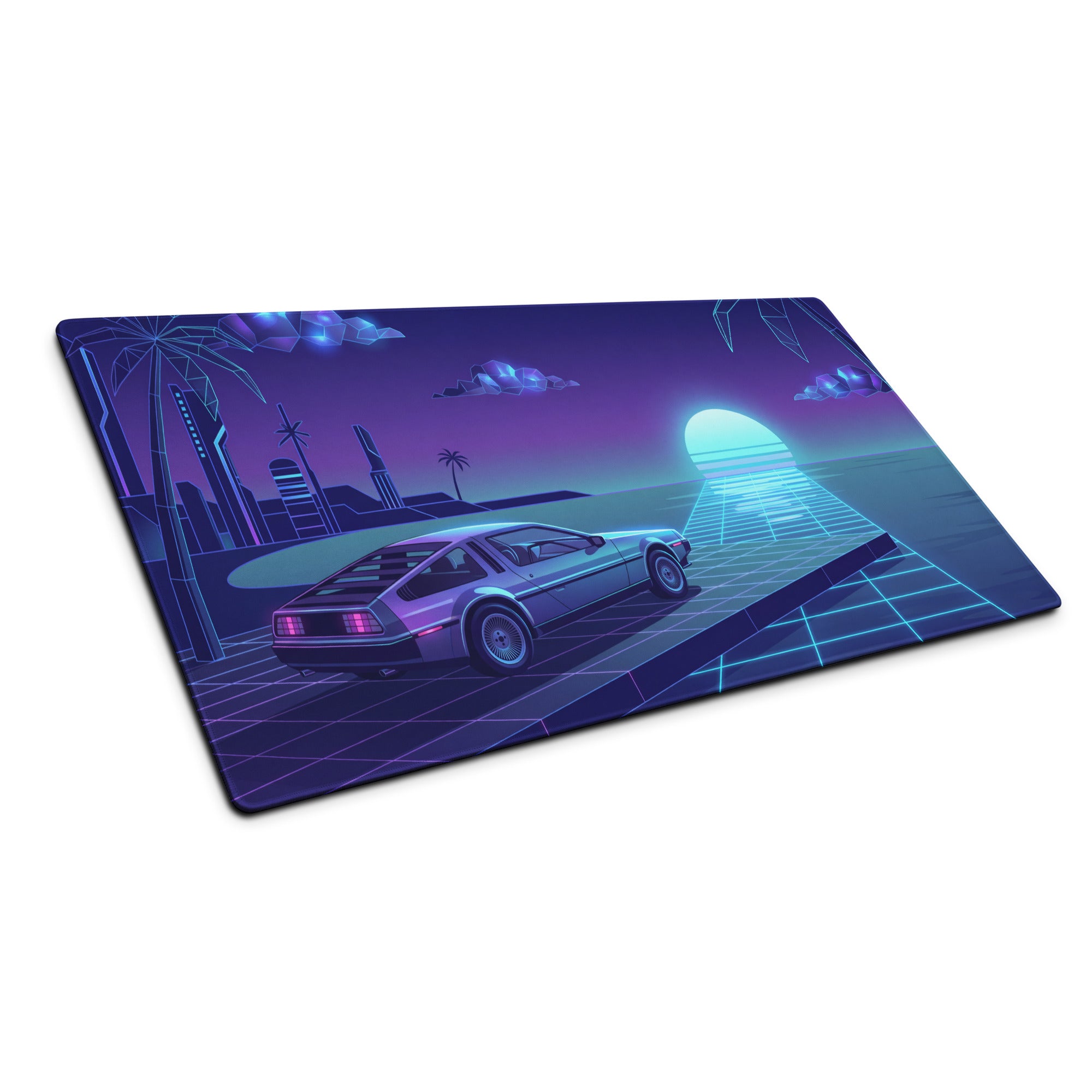 Vaporwave Neon City Mouse Pad - Mouse Pad Blue Purple Neon Desk Vaporwave Cyberpunk Synthwave Retro Futurism Digital Art