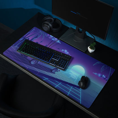 Vaporwave Neon City Mouse Pad - Mouse Pad Blue Purple Neon Desk Vaporwave Cyberpunk Synthwave Retro Futurism Digital Art