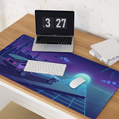 Vaporwave Neon City Mouse Pad - Mouse Pad Blue Purple Neon Desk Vaporwave Cyberpunk Synthwave Retro Futurism Digital Art