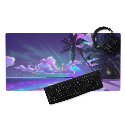 Purple Pink Neon Vaporwave Palm Pad - Gaming Mouse Pad Purple Pink Neon Desk Vaporwave Mood Retro Futuristic