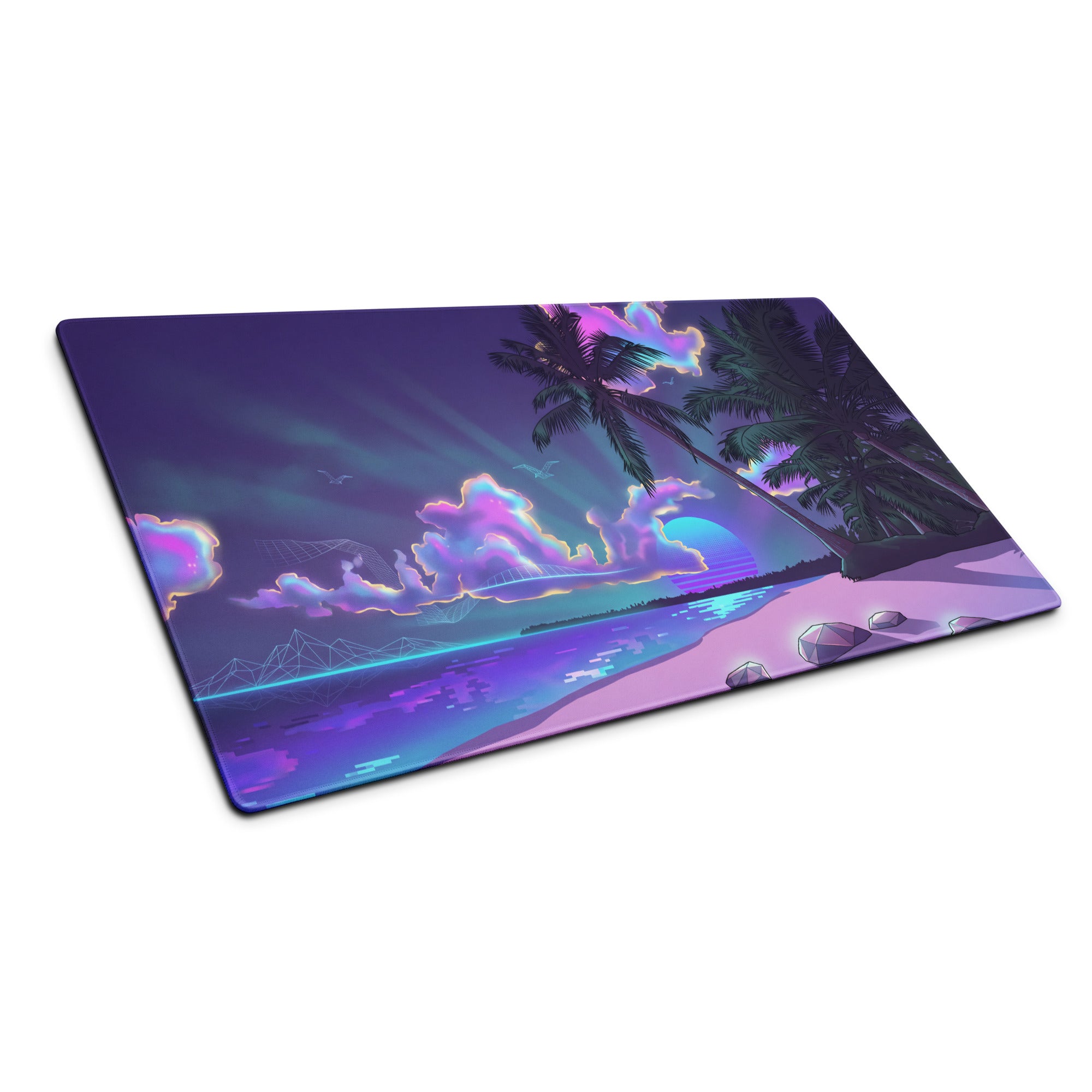 Purple Pink Neon Vaporwave Palm Pad - Gaming Mouse Pad Purple Pink Neon Desk Vaporwave Mood Retro Futuristic