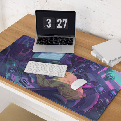 Vaporwave Neon Desk Pad - Mouse Pad Neon Purple Pink Blue Gradient For Gaming Setup Vaporwave Nostalgic Mood Retro Desk Decor Desk Mat For Gamers Digital Artwork