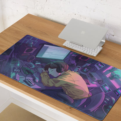 Vaporwave Neon Desk Pad - Mouse Pad Neon Purple Pink Blue Gradient For Gaming Setup Vaporwave Nostalgic Mood Retro Desk Decor Desk Mat For Gamers Digital Artwork