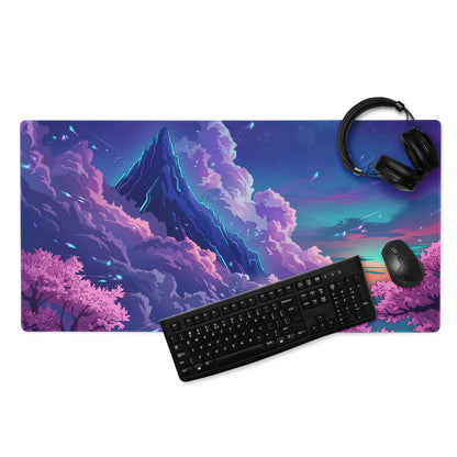 Vaporwave Mountain Neon Mouse Pad - Mountain Neon Purple Blue Gaming Vaporwave Dreamy Neon Mood Synthwave Decor