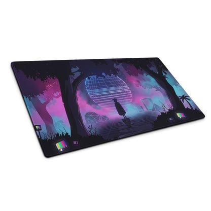 Vaporwave Neon Night Mouse Pad - Mouse Pad Neon Purple Pink Blue Gaming Desk Vaporwave Dreamy Neon Mood Digital Art
