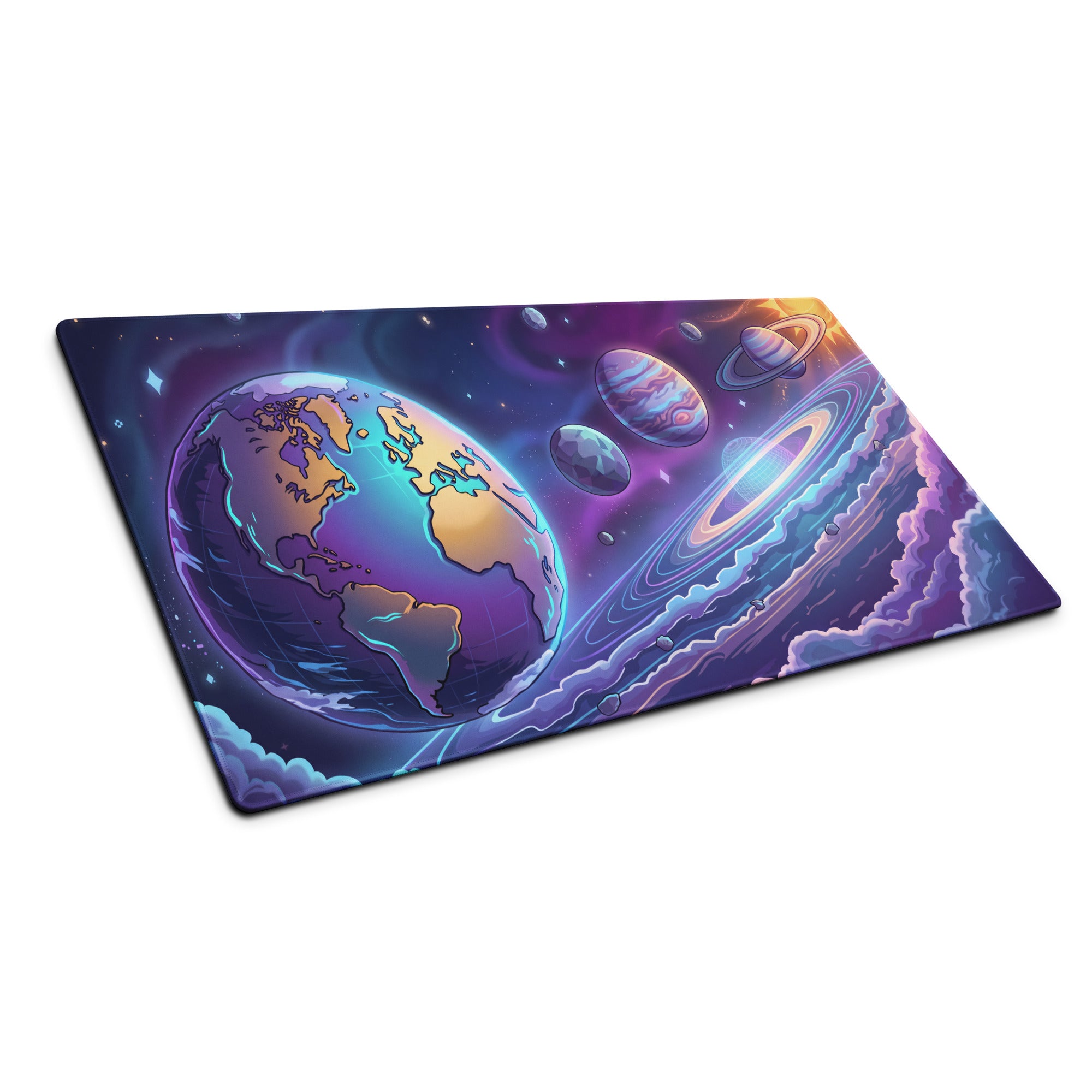 Cosmic Vaporwave Desk Pad - Mouse Pad Purple Pink Blue Orange Desk Setup Vaporwave Dreamy Retro Neon Gaming Desk Mat Digital Art