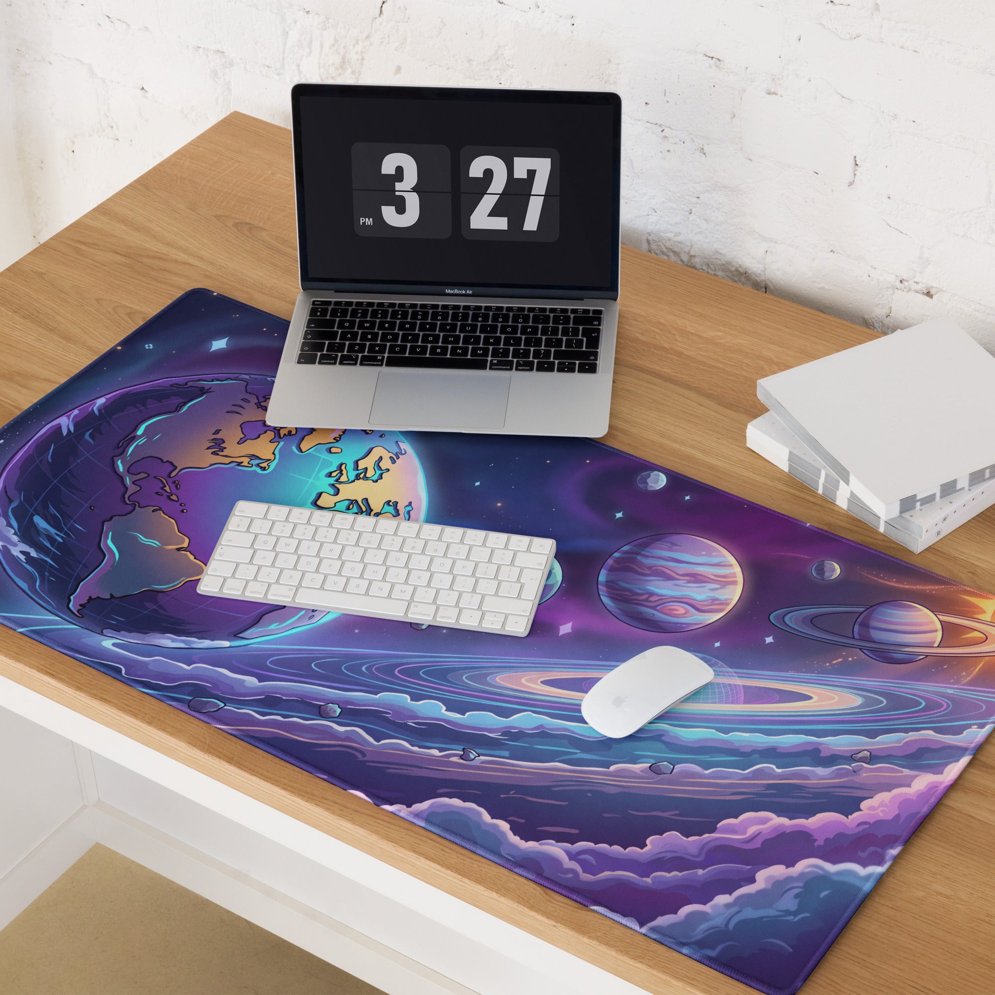 Cosmic Vaporwave Desk Pad - Mouse Pad Purple Pink Blue Orange Desk Setup Vaporwave Dreamy Retro Neon Gaming Desk Mat Digital Art