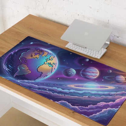 Cosmic Vaporwave Desk Pad - Mouse Pad Purple Pink Blue Orange Desk Setup Vaporwave Dreamy Retro Neon Gaming Desk Mat Digital Art