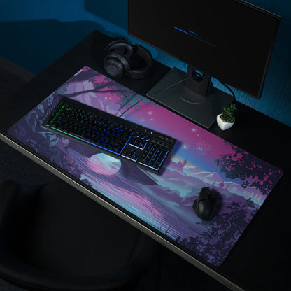 Vaporwave Neon Landscape Mouse Pad - Vaporwave Landscape Purple Pink Desk Synthwave - Dreamy Neon Mood Niche Digital Art